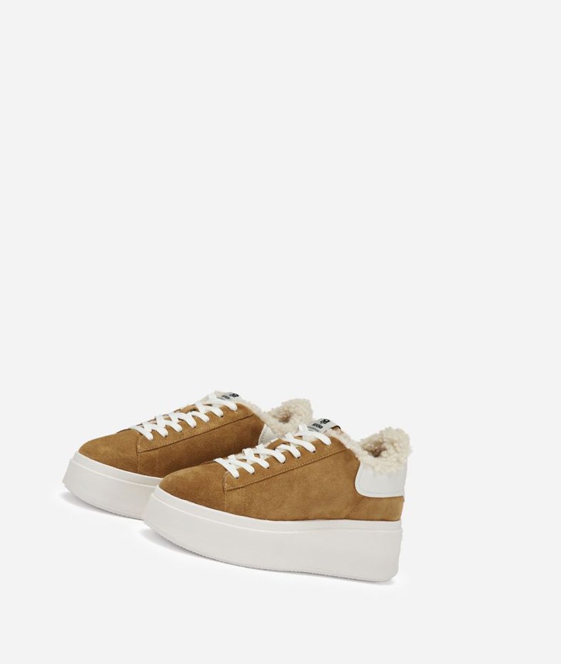 Low-Top Sneakers ASH Moby Be Kind Fur Femme Marron Blanche | ZMT-60647390