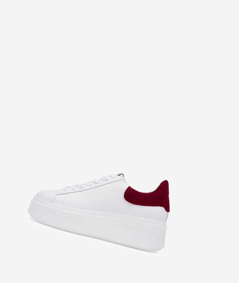 Low-Top Sneakers ASH Moby Femme Blanche Rouge | ENE-21066357