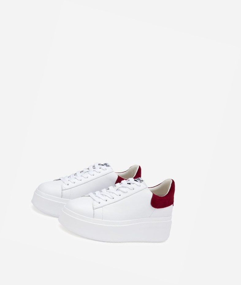 Low-Top Sneakers ASH Moby Femme Blanche Rouge | ENE-21066357