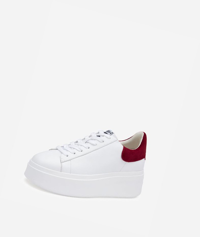 Low-Top Sneakers ASH Moby Femme Blanche Rouge | ENE-21066357