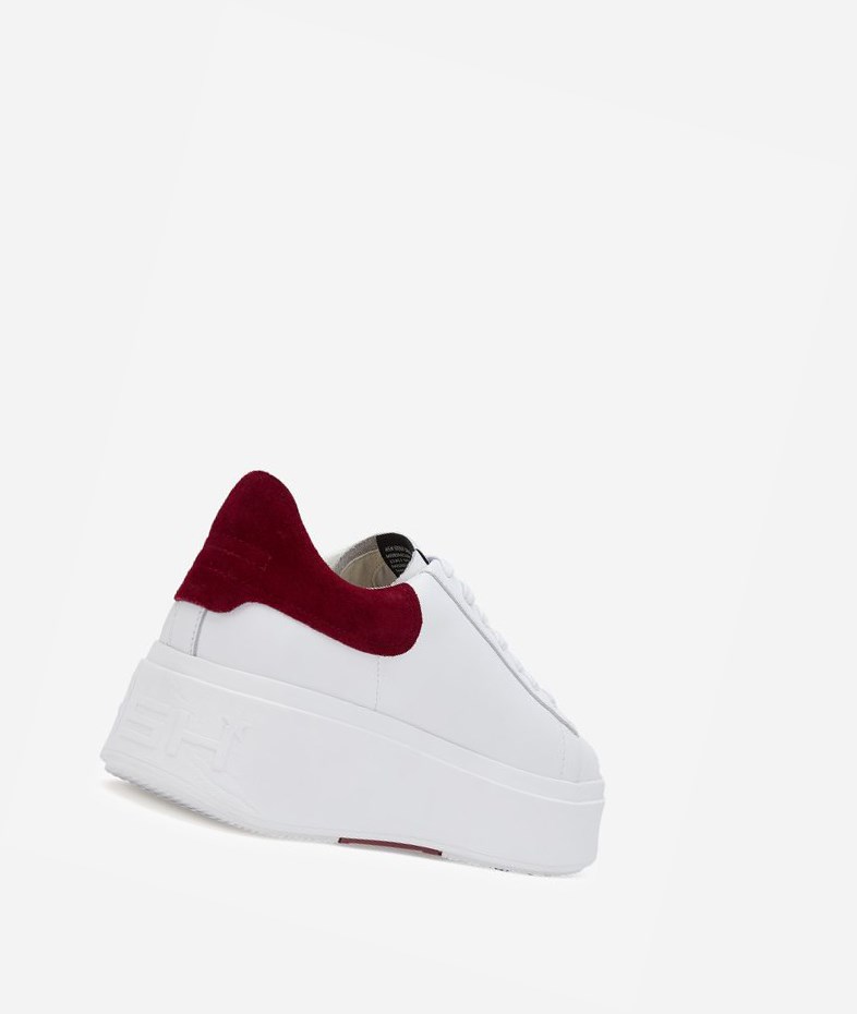 Low-Top Sneakers ASH Moby Femme Blanche Rouge | ENE-21066357