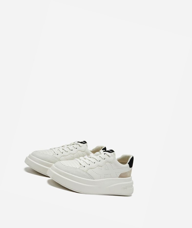 Low-Top Sneakers ASH Impuls Femme Blanche Blanche Noir | XAM-11059687